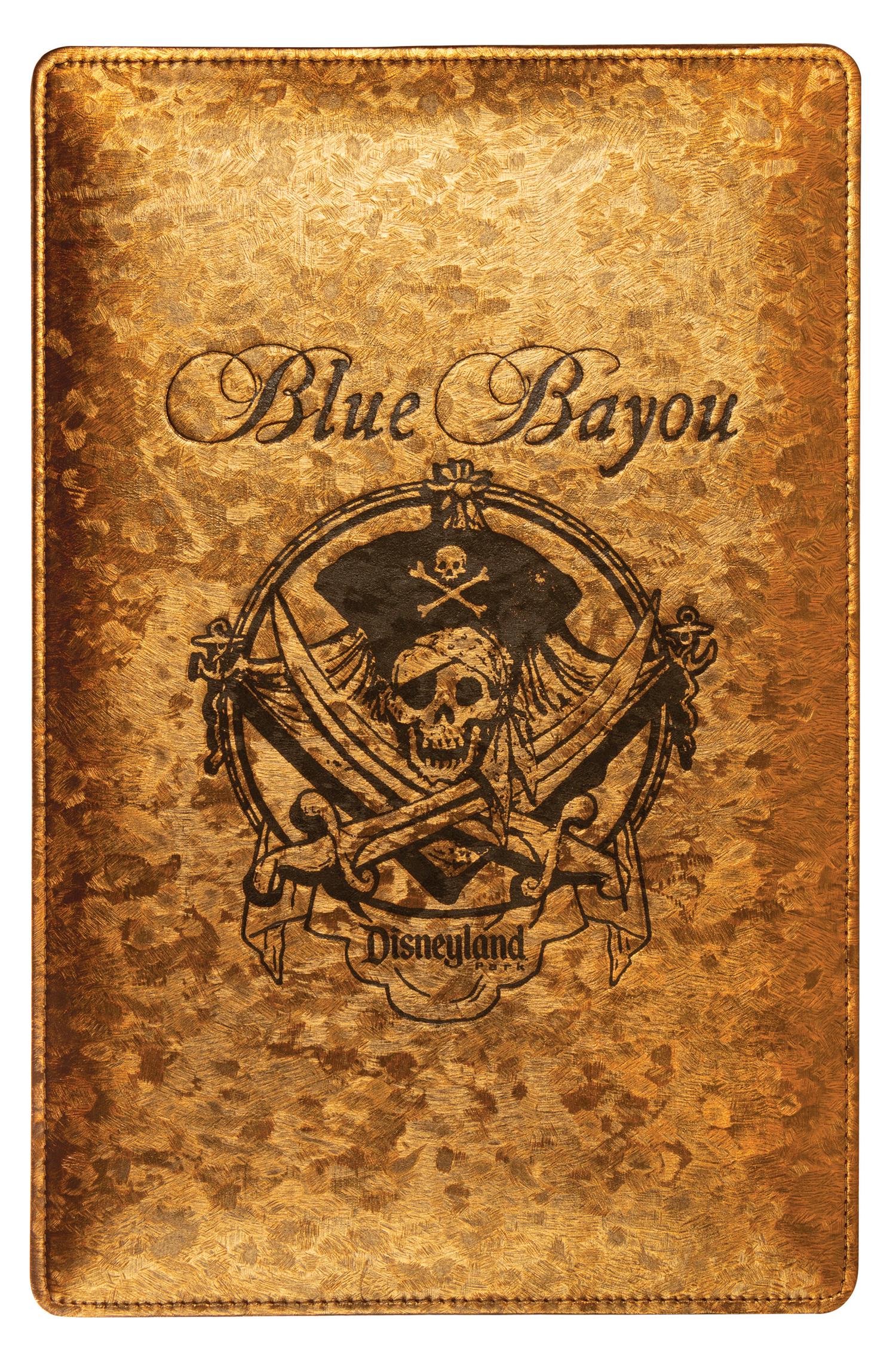 Blue Bayou Pirate Menu Holder.: (Disneyland, c.2000s) A gorgeous menu holder from the Blue Bayou restaurant located inside the Pirates of the Caribbean attraction at Disneyland. The menu holder features the name of the restaurant ab