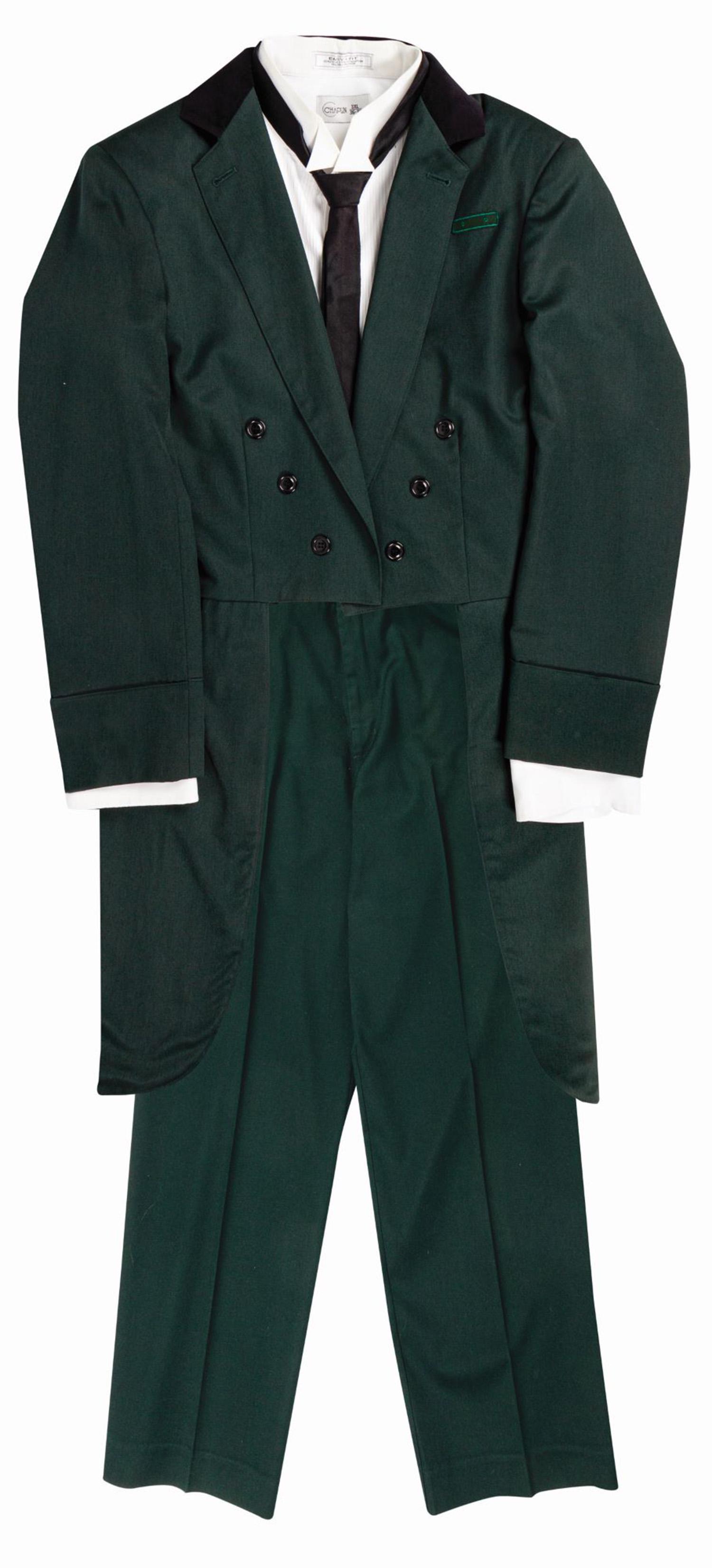 Haunted Mansion Cast Member Costume.: (Walt Disney World, 1990s) An original male cast member costume for the Haunted Mansion attraction at Walt Disney World. This costume includes the coat, vest, shirt, tie, and pants. The articles of cl