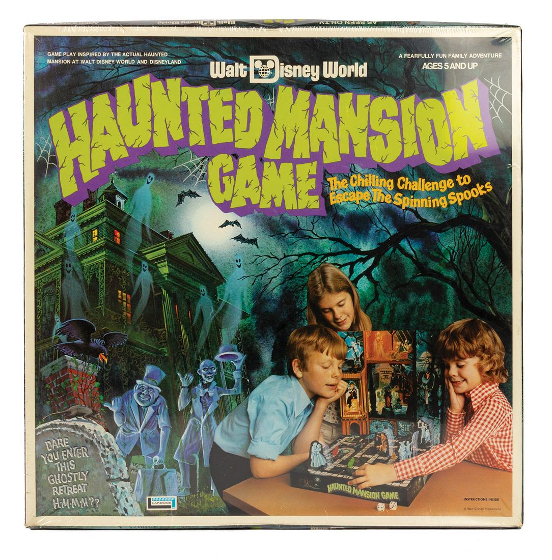 Haunted Mansion Game.: (Walt Disney World, 1970s) An unopened Walt Disney World Haunted Mansion board game. This board game features many scenes and ghoulish characters from the iconic attraction and is difficult to find in