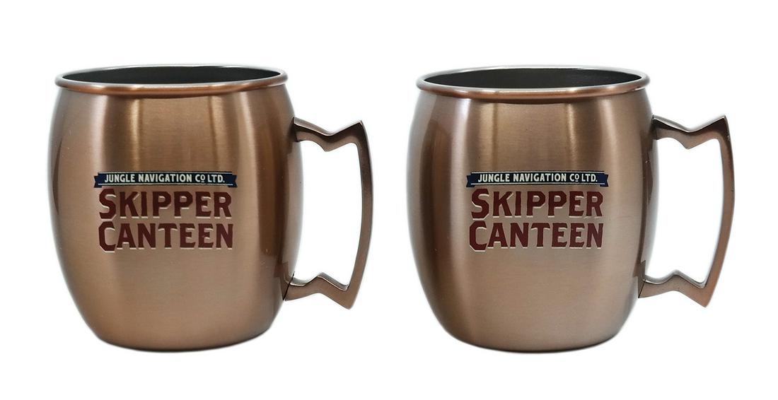 Pair of Imagineering Skipper's Canteen Mugs.: (Walt Disney World, c.2010s) A pair of Jungle Navigation Co. mugs, created specifically for the Walt Disney Imagineering project team. The mugs measure 3.5" in diameter and are in very good condition 