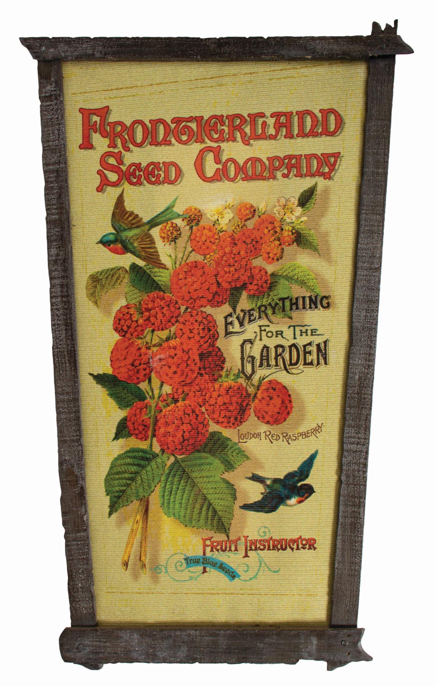 Big Thunder Ranch Spring Prop Sign.: (Disneyland, c.2010s) A prop sign used as decoration at Big Thunder Ranch for the spring season. The sign is a faux advertisement for "Frontierland Seed Company" and hung inside the entrance of the po