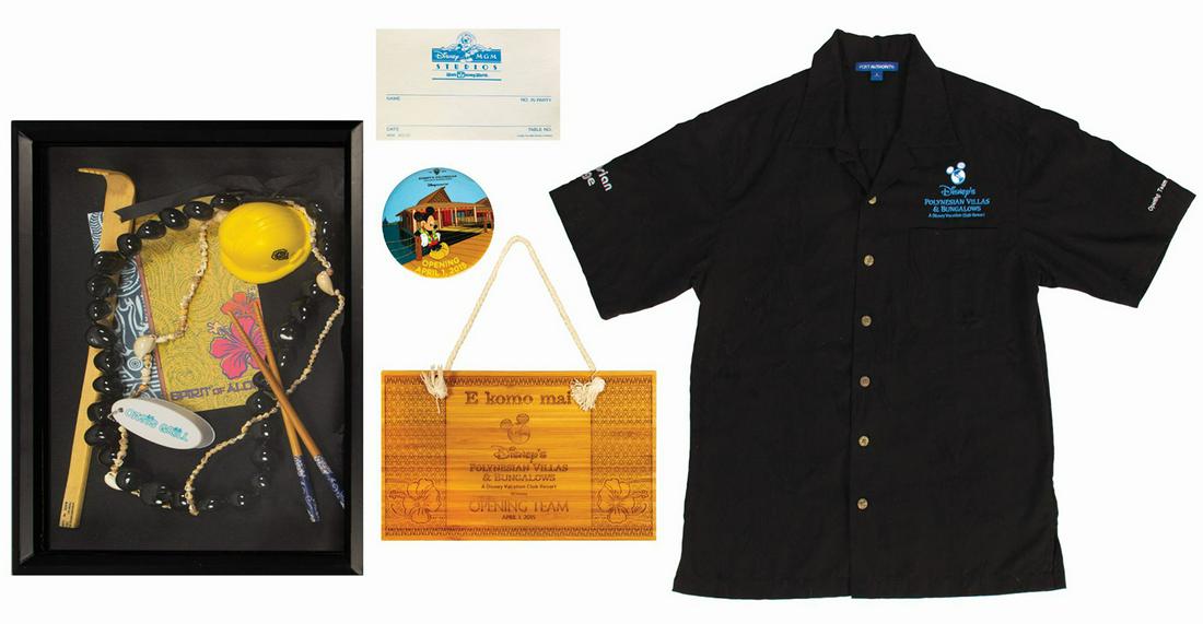 Polynesian Village Grand Opening Team Lot.: (Polynesian Resort, 2015) A collection of (4) items given to the grand opening team for the Polynesian Villas & Bungalows. The villas were added to the Polynesian Resort as part of the Disney Vacation