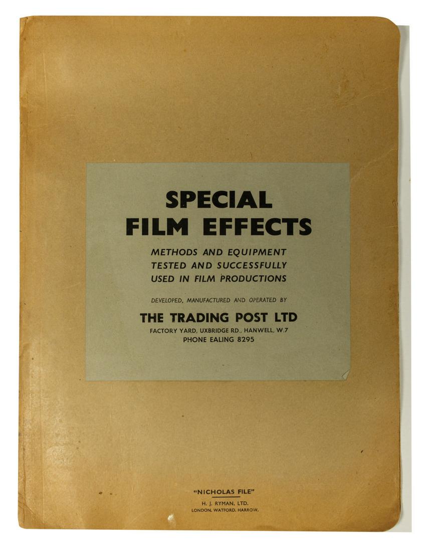 Harper Goff's The Vikings Film Effects Research Packet.: (United Artists, 1957) An informational folder titled "Special Film Effects" that belonged to Disney Legend Harper Goff. The packet was used during the production of The Vikings. Information within th