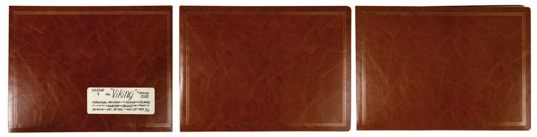Set of (3) The Vikings Harper Goff Reference Binders.: (United Artists, 1958) A set of (3) reference binders for The Vikings from the collection of Harper Goff. These binders are Goff's personal record of his time spent during the creation of the film The