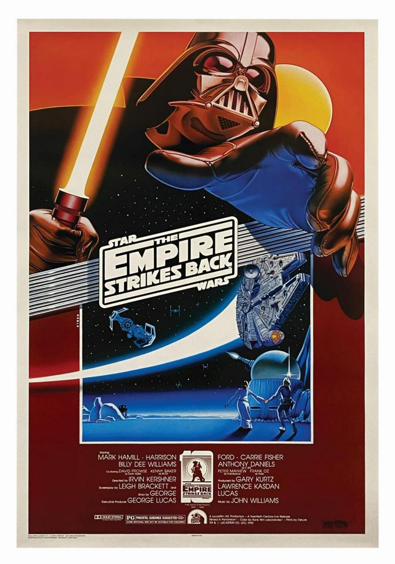 The Empire Strikes Back Larry Noble Signed Poster.: (Kilian Enterprises, 1990) A beautiful poster celebrating the 10-year anniversary of the feature film The Empire Strikes Back. The poster design was originally created by artist Larry Noble in 1980 fo