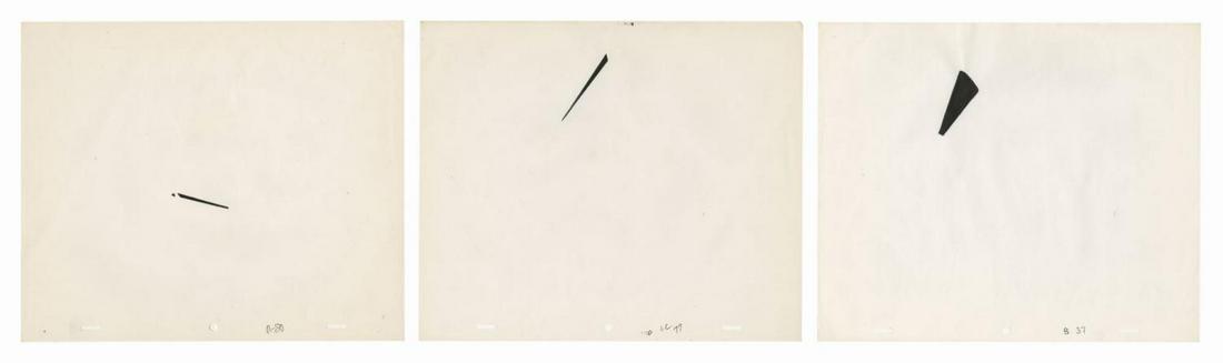 The Empire Strikes Back Lightsaber Effects Drawings.: (20th Century Fox, 1982) A very rare set of (3) original drawings used in the creation of lightsaber effects for the second film in the Star Wars saga, The Empire Strikes Back. To achieve the futurist