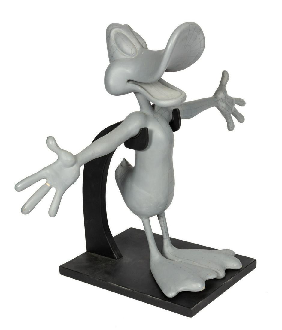 Daffy Duck Production Maquette.: (Warner Bros., c.2000s) An original production maquette of Daffy Duck. The maquette is attributed to a Warner Bros. animated project from the early 2000s. The full-body maquette has pencil grid markin