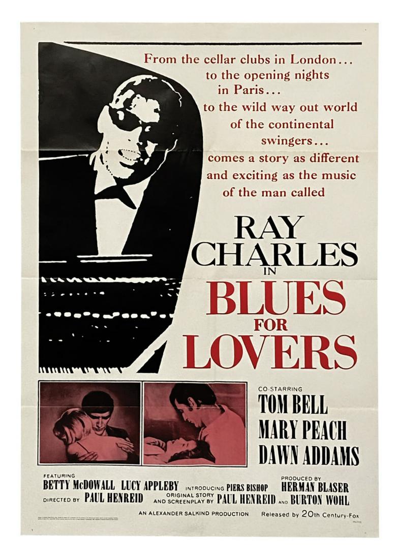 Blues for Lovers One Sheet Poster.: (20th Century Fox, 1966) An original Blues for Lovers first United States release one sheet poster. Also distributed under the name “Ballad in Blue,” legendary rhythm and blues musician Ray Charle