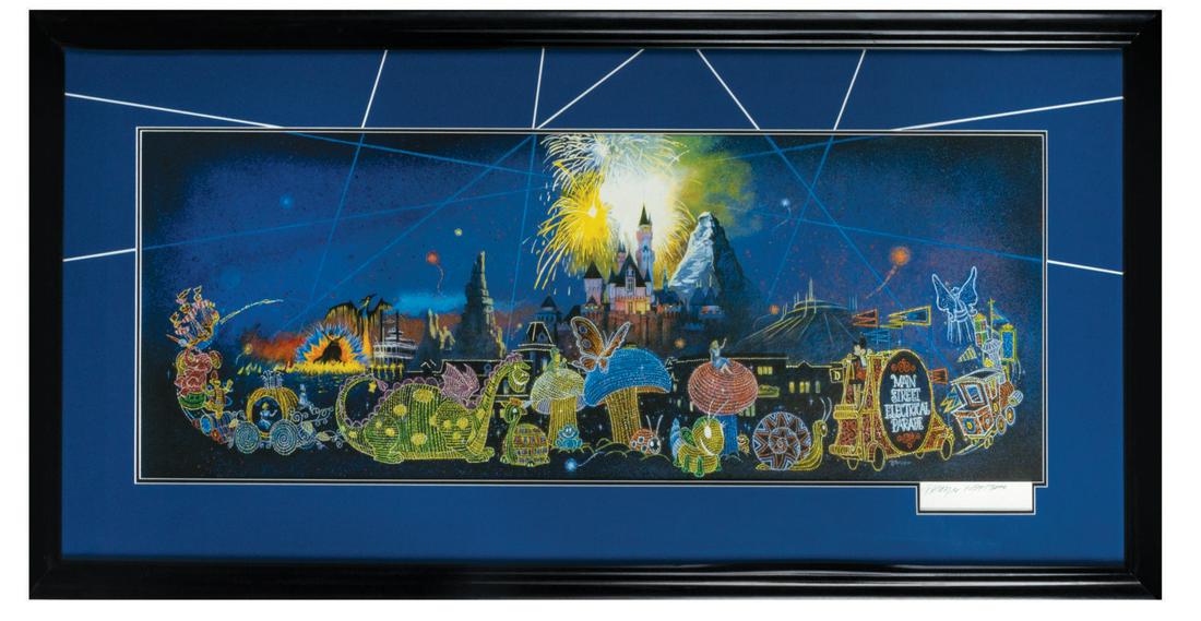 Main Street Electrical Parade “Farewell” Lithograph.: (Disneyland, 1996) A limited edition Main Street Electrical Parade lithograph titled “Farewell” by artist Charles Boyer. Created to commemorate the Farewell Season of the Disneyland institution, t