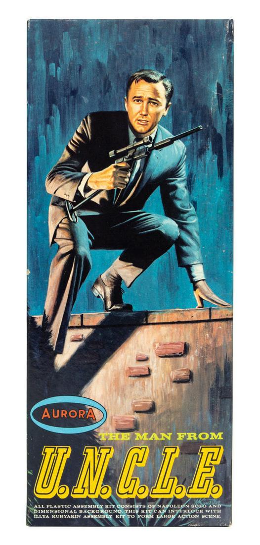The Man from U.N.C.L.E. Napoleon Solo Model Kit.: (Aurora, 1966) A vintage The Man from U.N.C.L.E. Napoleon Solo model kit manufactured by Aurora. Consisting of unassembled plastic components, some still attached to their runners, the 1:8 scale model
