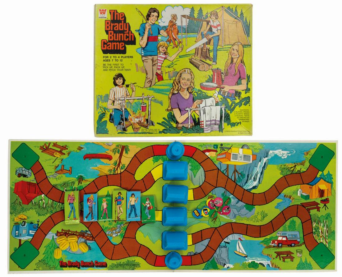 The Brady Bunch Game.: (Whitman, 1973) An illustrated board game based on the ABC sitcom, The Brady Bunch. Loosely inspired by the first season episode "A-Camping We Will Go," players compete as one of the six Brady childre