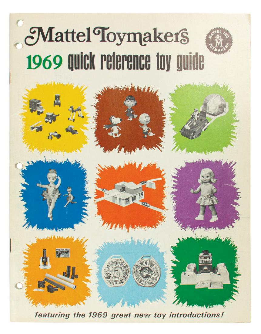 1969 Mattel Toymakers Quick Reference Toy Guide.: (Mattel, 1969) A rare Mattel toy catalog created for toy store owners to reference Mattel's products when placing orders or viewing their toy line. These catalogs are quite collectible pop culture art
