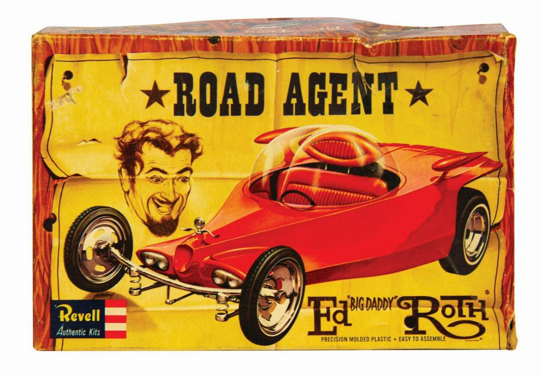 Road Agent Big Daddy Roth Model Kit.: (Revell, 1964) A vintage Revell model kit of the Road Agent show car designed by legendary car customizer and visual artist, Ed "Big Daddy" Roth. This particular kit once belonged to Roth himself, and