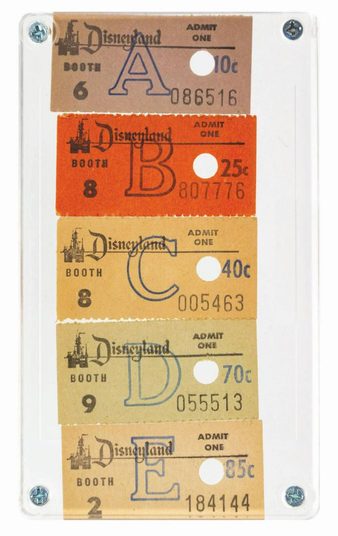 Set of (5) Disneyland Tickets A to E. (1 of 1)