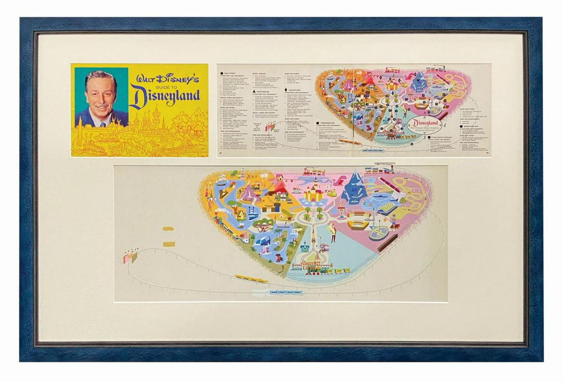 Original 1962 Disneyland Park Map Painting.: (Disneyland, 1962) An exceptionally rare original painting depicting a stylized map of Disneyland and its iconic attractions. This map was used in a 2-page spread within the popular 1962 park guideboo
