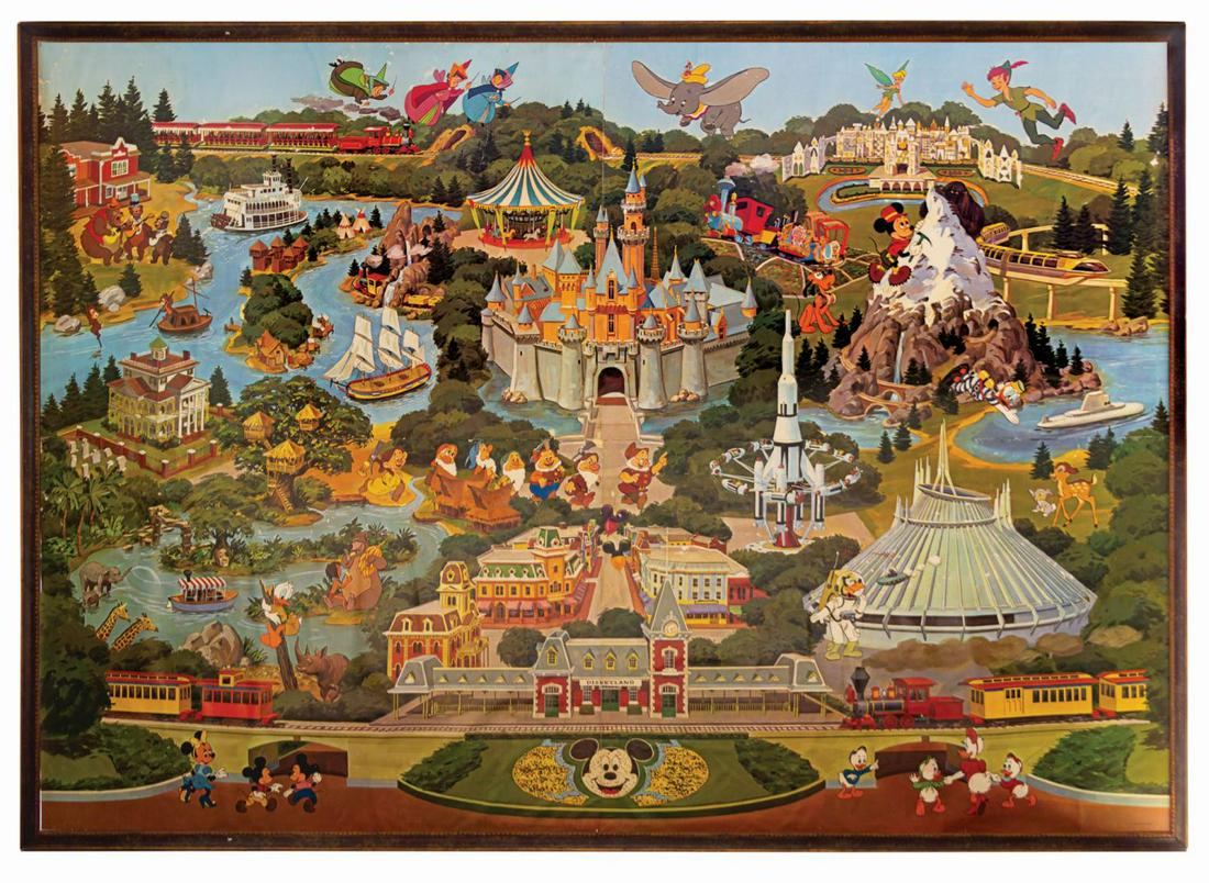 Disneyland Map Wallpaper Framed Display. (1 of 1)