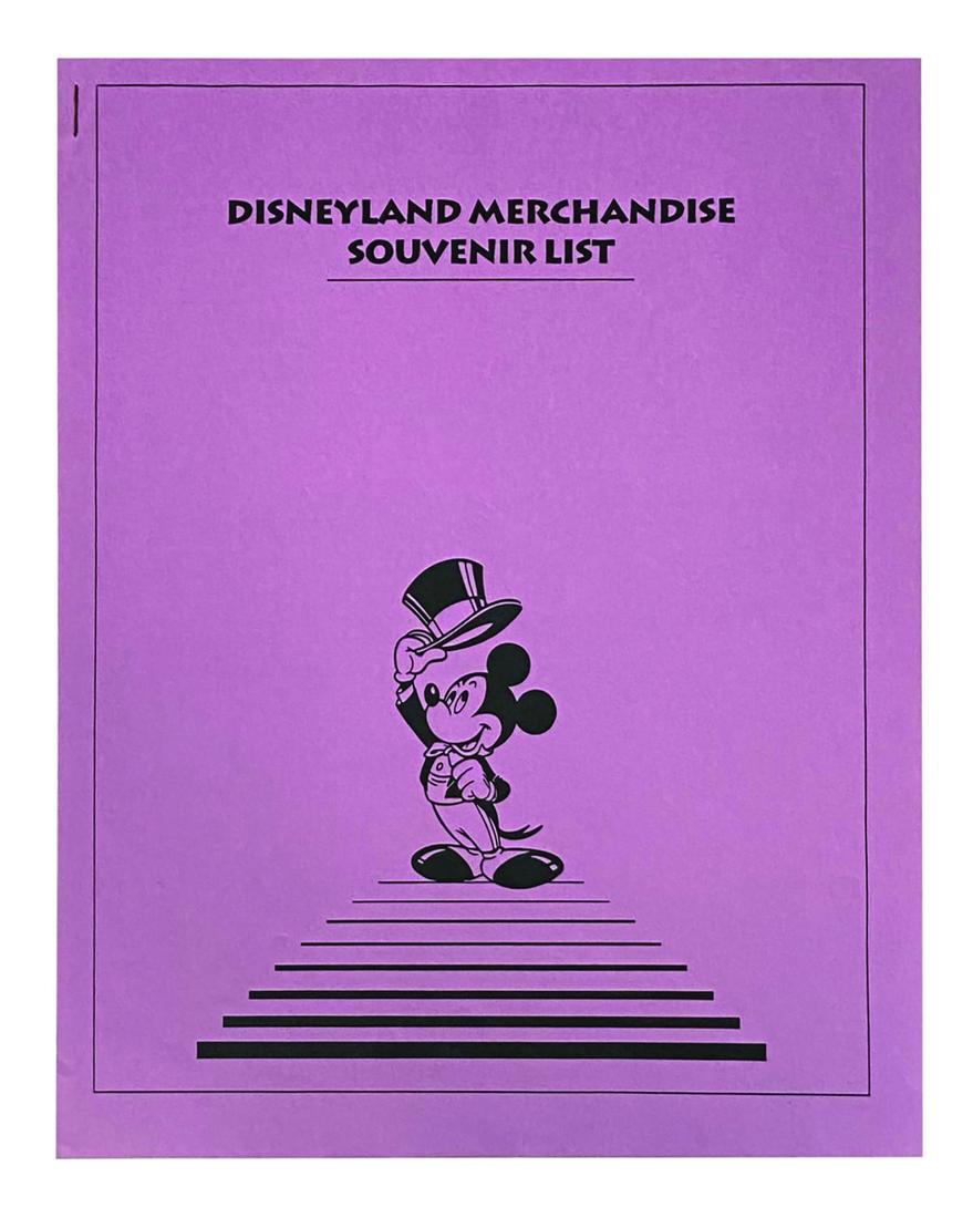 Disneyland Merchandise Souvenir List.: (Disneyland, 1994) A booklet created to list an assortment of the merchandise offered at Disneyland and their respective prices in 1994. The souvenirs are sorted by category including General Souvenir