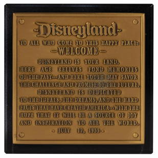 Disneyland 50th Anniversary Dedication Plaque.: (Disneyland, 2005) A miniature replica of the original Disneyland dedication plaque presented by Walt at the park's grand opening ceremony on July 17th, 1955. The plaque, created in celebration of Dis