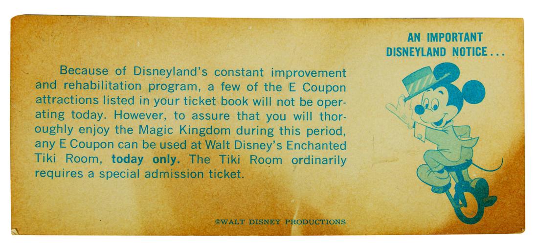 Enchanted Tiki Room E-Ticket Voucher. (1 of 1)