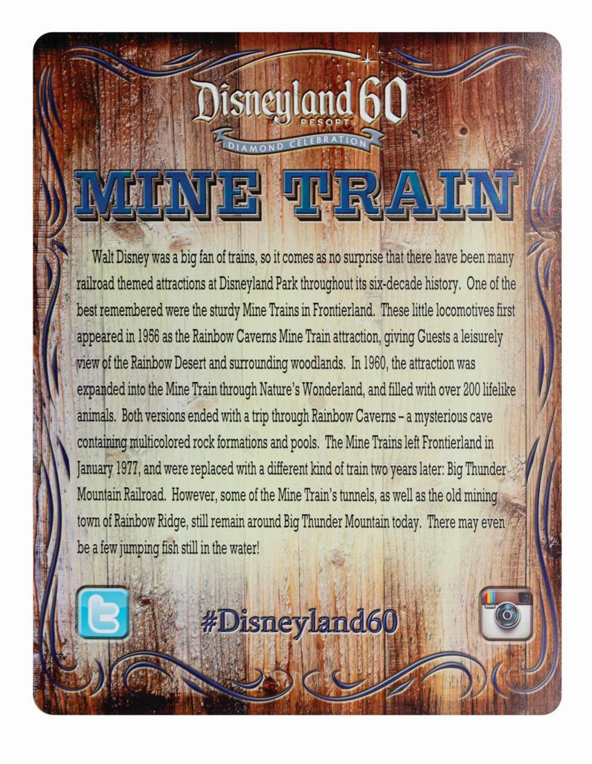 Disneyland 60th Anniversary Mine Train Photo Op Sign. (1 of 1)