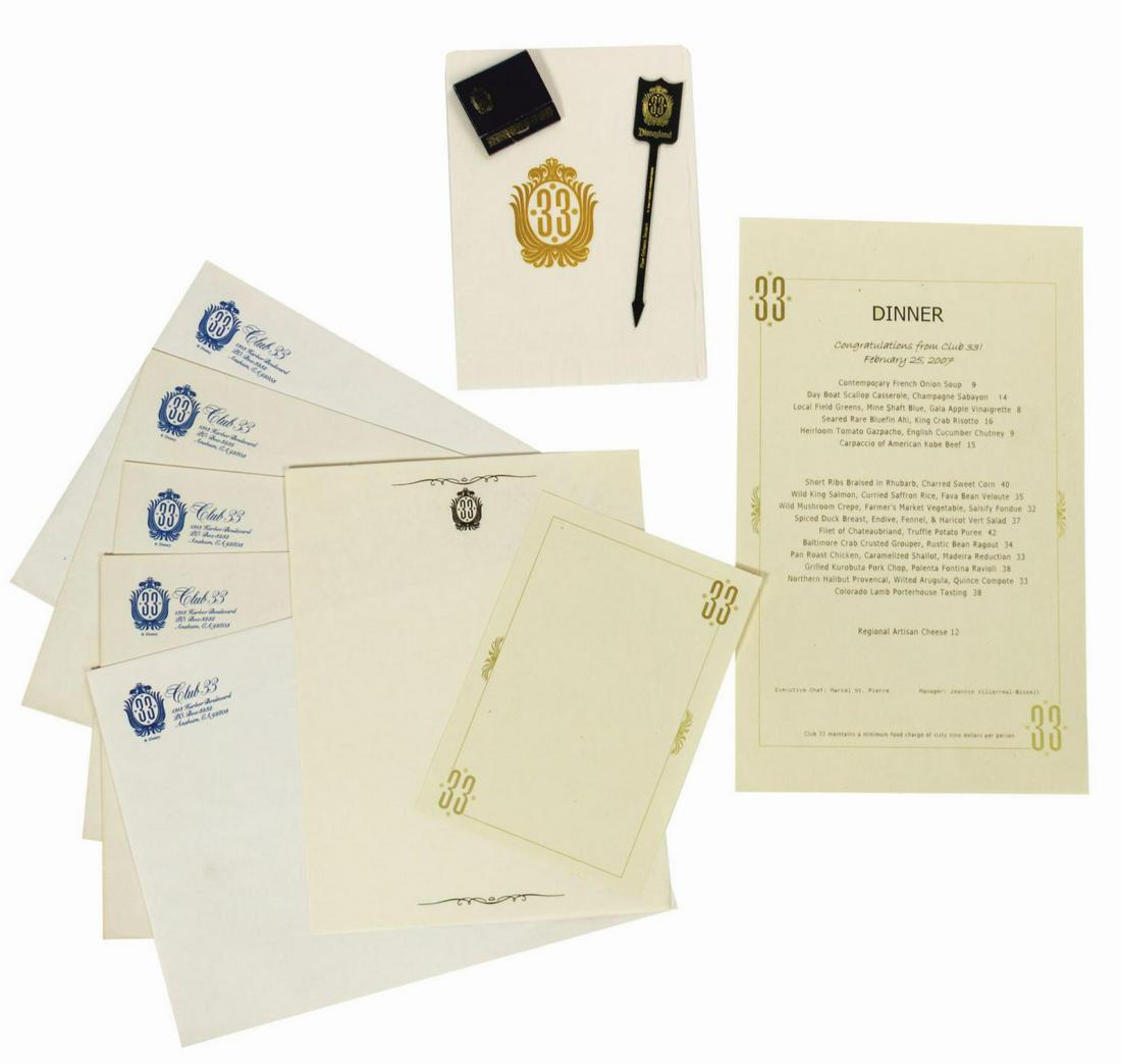 Collection of (11) Pieces of Club 33 Ephemera. (1 of 5)