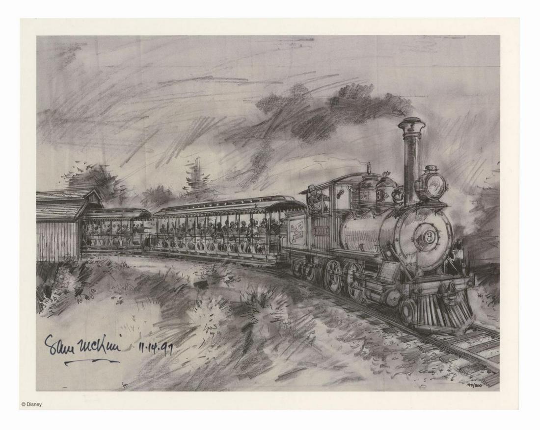 Signed Sam McKim Disneyland Railroad Concept Art Print. (1 of 1)
