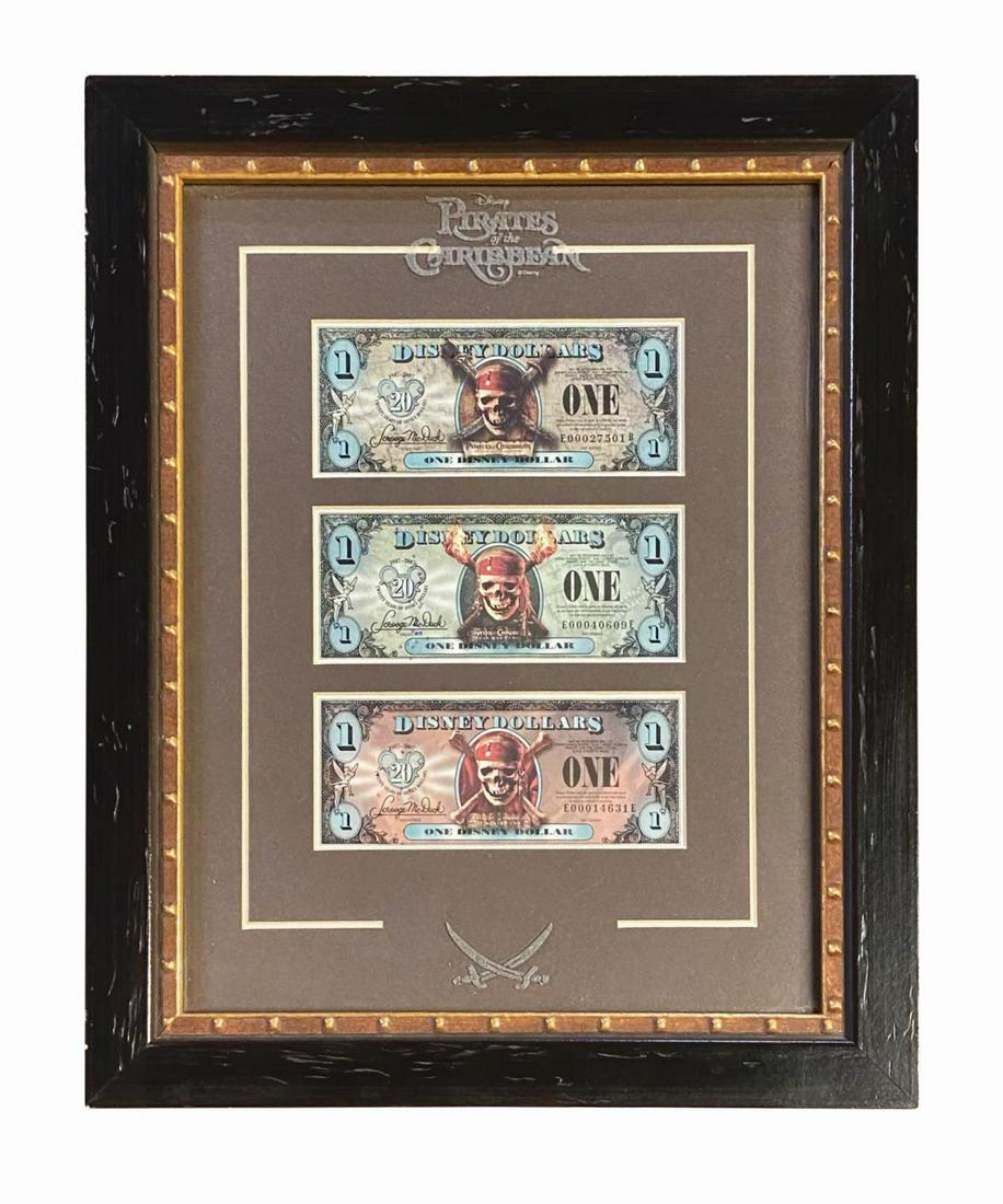Set of (3) Pirates of the Caribbean Disney Dollars. (1 of 2)