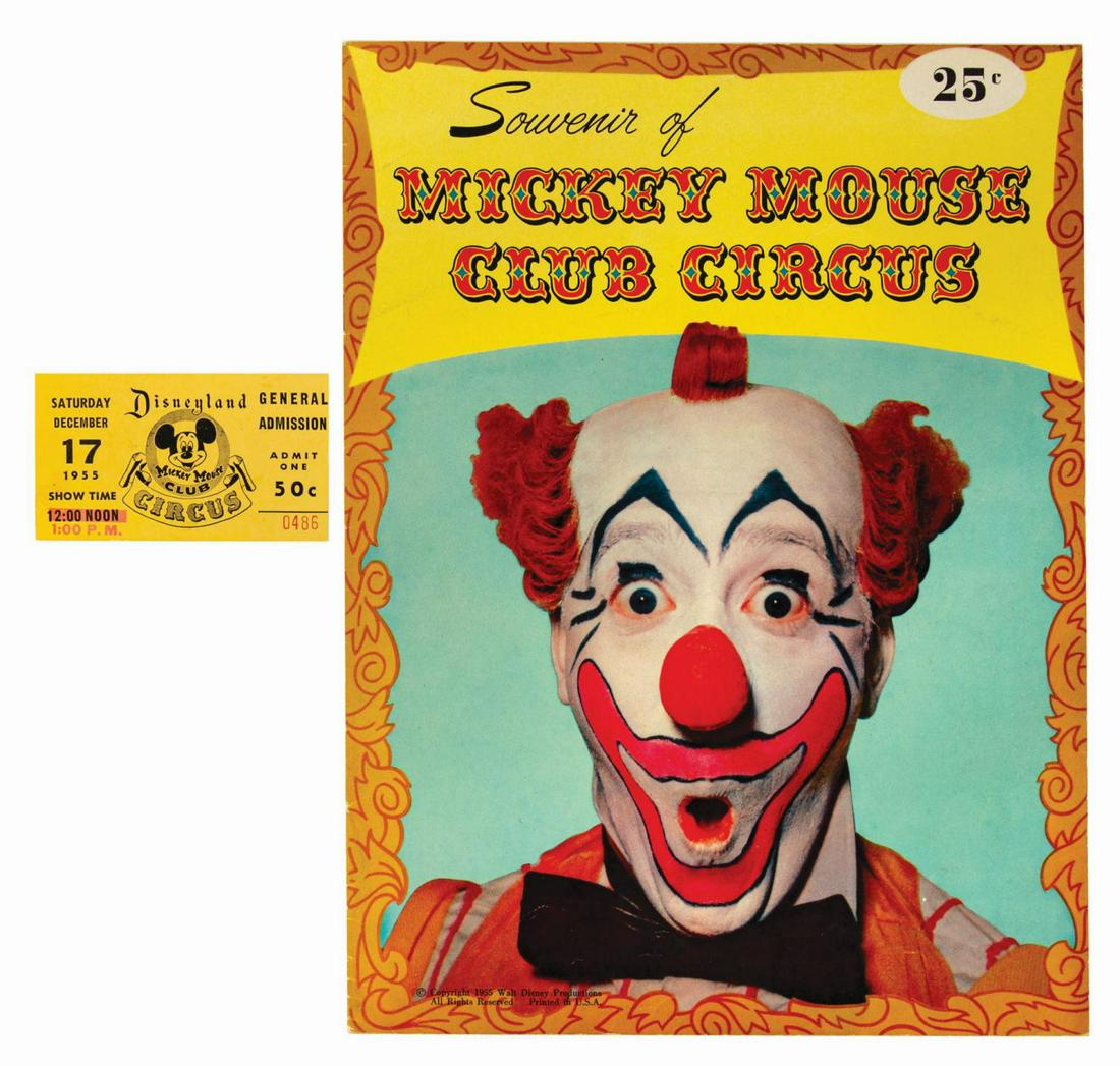 Mickey Mouse Club Circus Souvenir Book and Ticket Stub. (1 of 4)