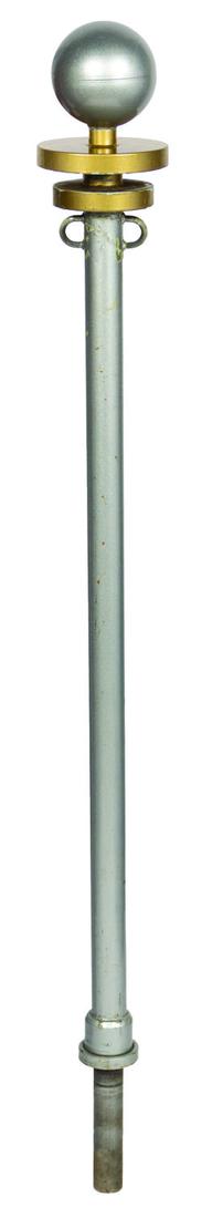 Tomorrowland Futuristic Stanchion Prop.: (Disneyland, c.2000s) A Mid-Century-inspired retro-futuristic sci-fi stanchion post from Disneyland's Tomorrowland. The metal stanchion consists of a metal pole topped with a pair of metal discs and a