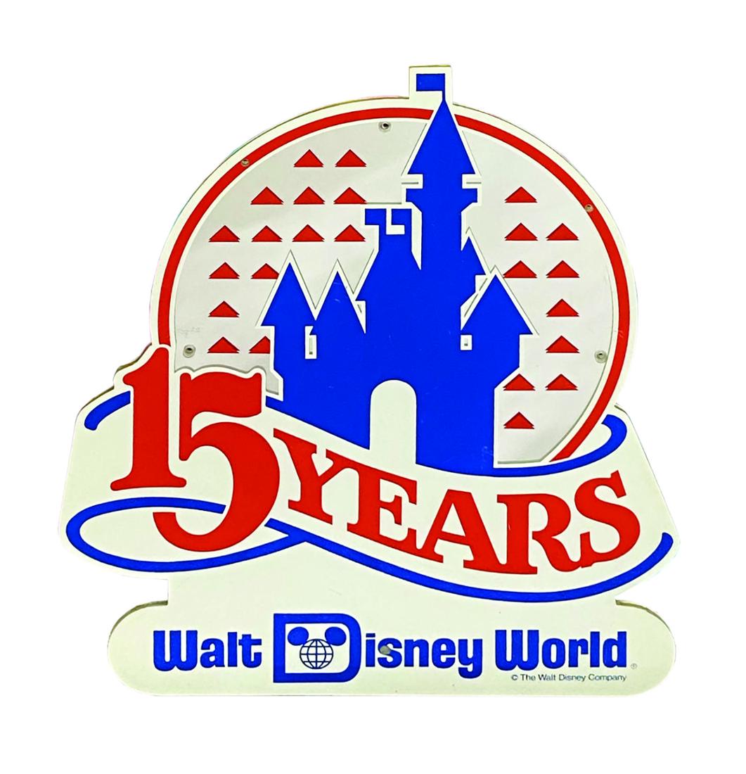 Walt Disney World 15 Years Anniversary Lamppost Sign. (1 of 1)