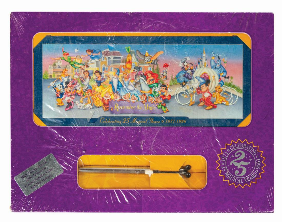 Walt Disney World 25th Anniversary Ticket and Pen Set. (1 of 1)