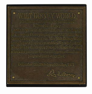 Walt Disney World 35th Anniversary Dedication Plaque.: (Walt Disney World, 2006) A recreation of the bronze dedication plaque read out by Roy O. Disney during the Walt Disney World opening ceremonies on October 25, 1971. Sculpted by artist Randy Noble,