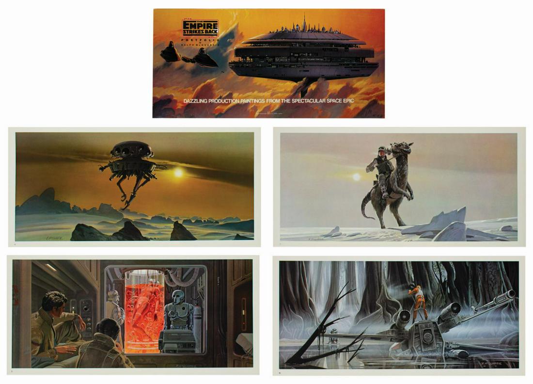 The Empire Strikes Back Portfolio by Ralph McQuarrie.: (Ballantine, 1980) A first edition art portfolio containing (24) prints of Ralph McQuarrie's concept art for the greatest sequel in movie history, Star Wars: Episode V The Empire Strikes Back. The pri