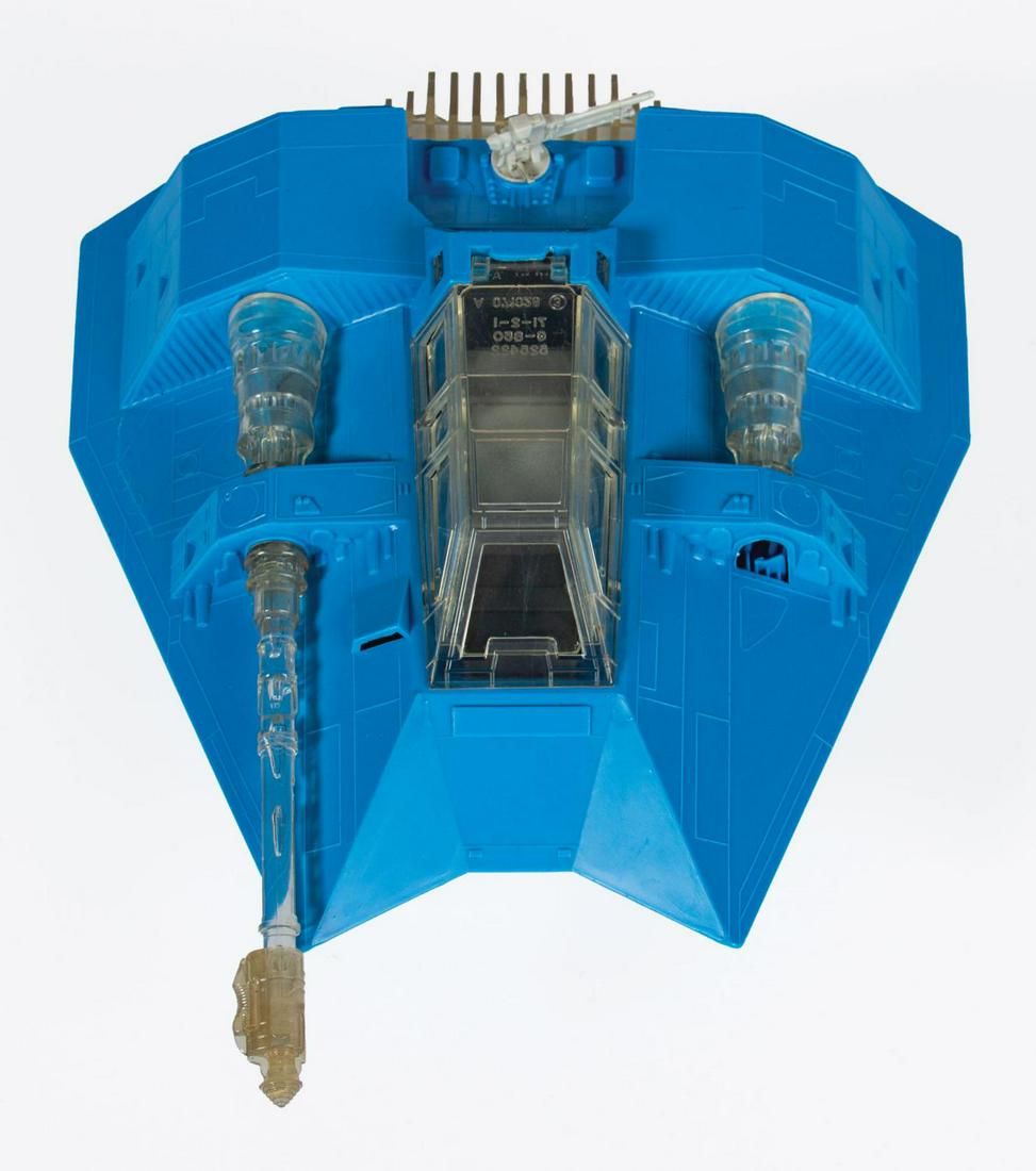 Armored Snowspeeder VSP Star Wars Vehicle.: (Hasbro, 2002) A vendor sample prototype Rebel Armored Snowspeeder from the Hasbro Star Wars: The Power of the Jedi line. This ice blue and clear sample served as a tooling check before the vehicle we