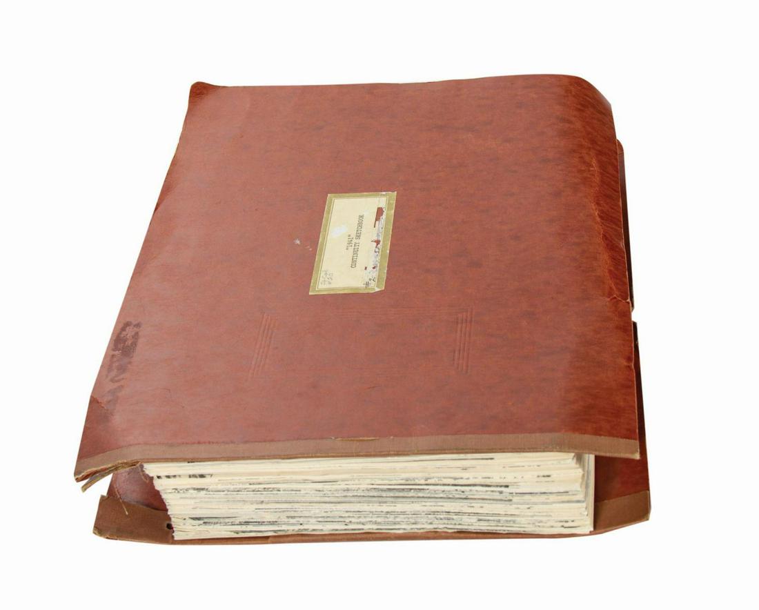 1941 Continuity Sketchbook.: (Universal, 1979) A complete set of copy storyboards bar bound in pressboard covers from the Steven Spielberg WWII comedy, 1941. The contents consist of (380+) xeroxed pages of hand drawn storyboards 