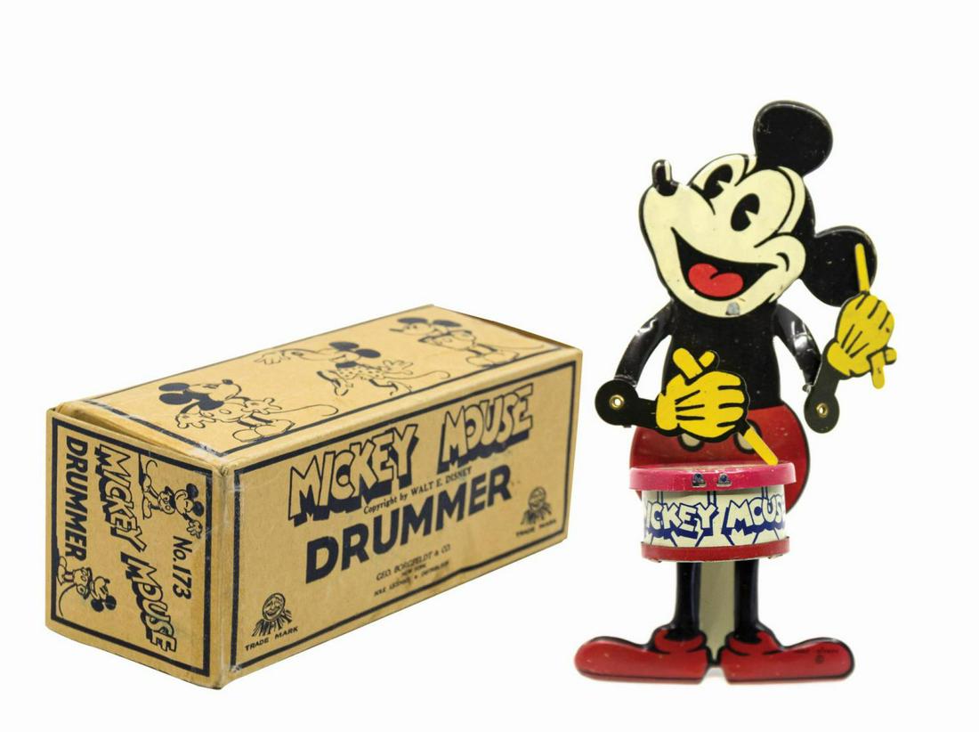 Mickey Mouse Nifty Jazz Drummer Tin Toy with Box. (1 of 5)