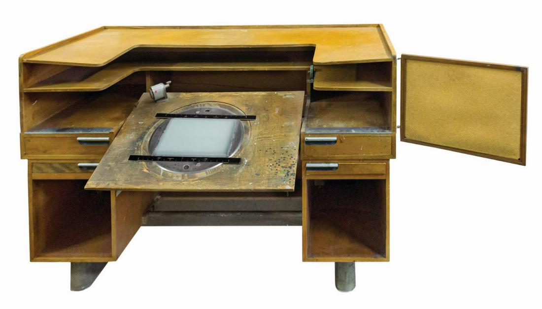 Original Kem Weber Walt Disney Studios Animator's Desk.: (Weber, c.1938) An exceptionally rare original animator's desk from the Walt Disney Studios in Burbank. Walt Disney enlisted renowned German designer Kem Weber to design virtually every aspect of his