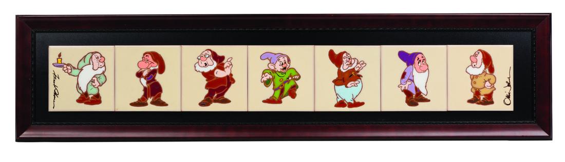 Frank & Ollie Signed Seven Dwarfs Tile Set. (1 of 2)