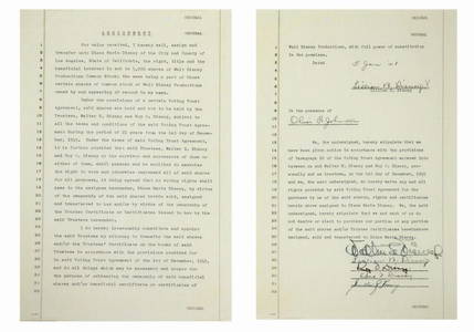 Walt Disney & Family Signed Stock Assignment Document.