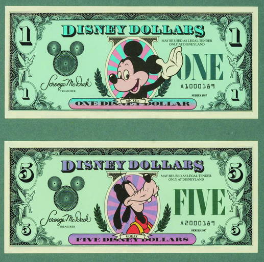 Disney Dollar First Day of Issue Matching 1 and 5 Dec 18, 2021