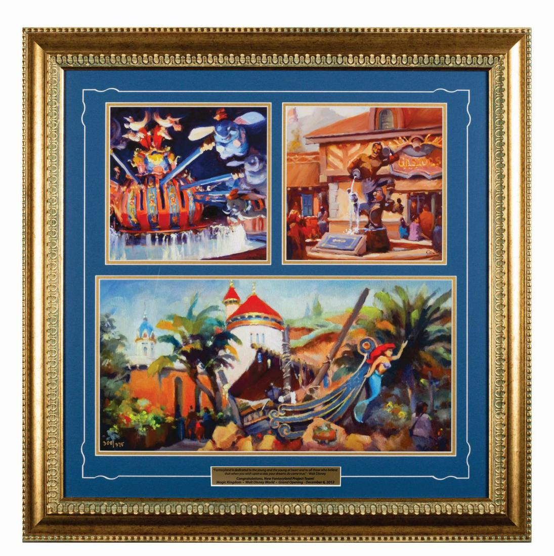 New Fantasyland Project Team Gift.: (Walt Disney World, 2012) A very rare, limited-edition print created exclusively for Walt Disney Imagineering New Fantasyland Project Team members at Walt Disney World Magic Kingdom. This framed print