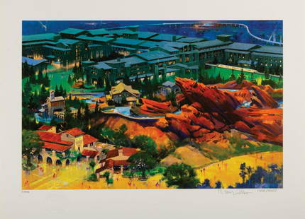 California Adventure Cast Member Exclusive Print.: (California Adventure, 2001) A cast member-exclusive limited edition lithographic print of a concept painting created for Disney California Adventure by artist R. Tom Gilleon. Released as part of the