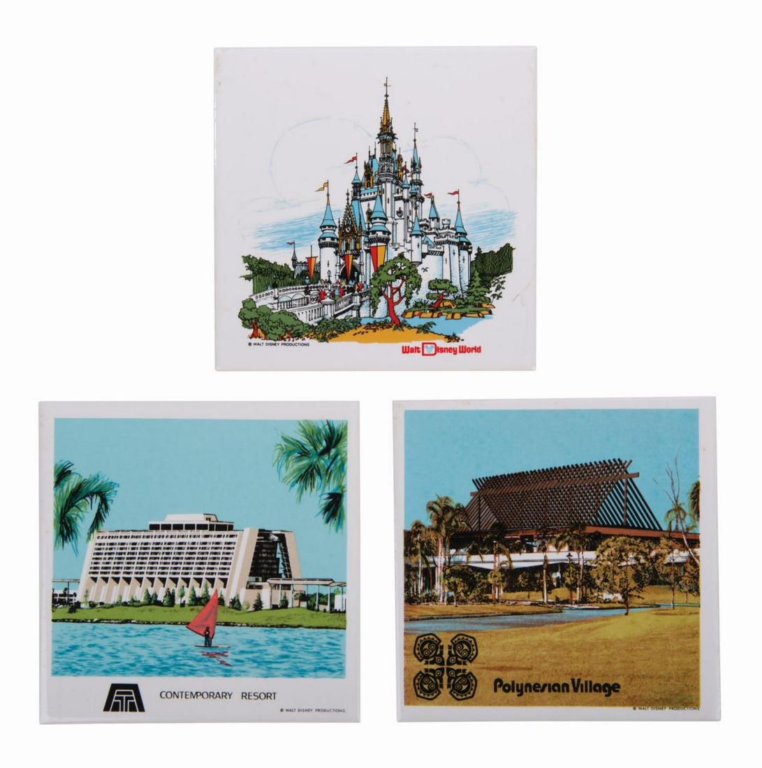 Set of (3) Walt Disney World Souvenir Tile Trivets. (1 of 1)