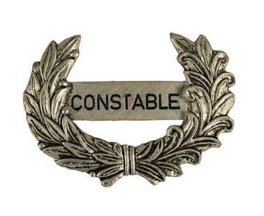 Disneyland Main Street Constable Hat Badge.: (Disneyland, c.1960s-70s) A vintage Park-used hat badge worn by Disneyland's security officers, or "Constables," on Main Street. Main Street was the only place in the Park where a Security uniform