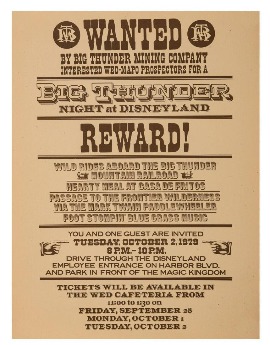 Big Thunder Night at Disneyland WED & MAPO Poster. (1 of 1)