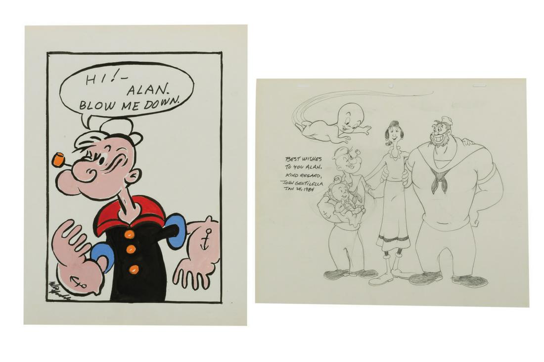 Pair of Signed Popeye Drawings. (1 of 4)