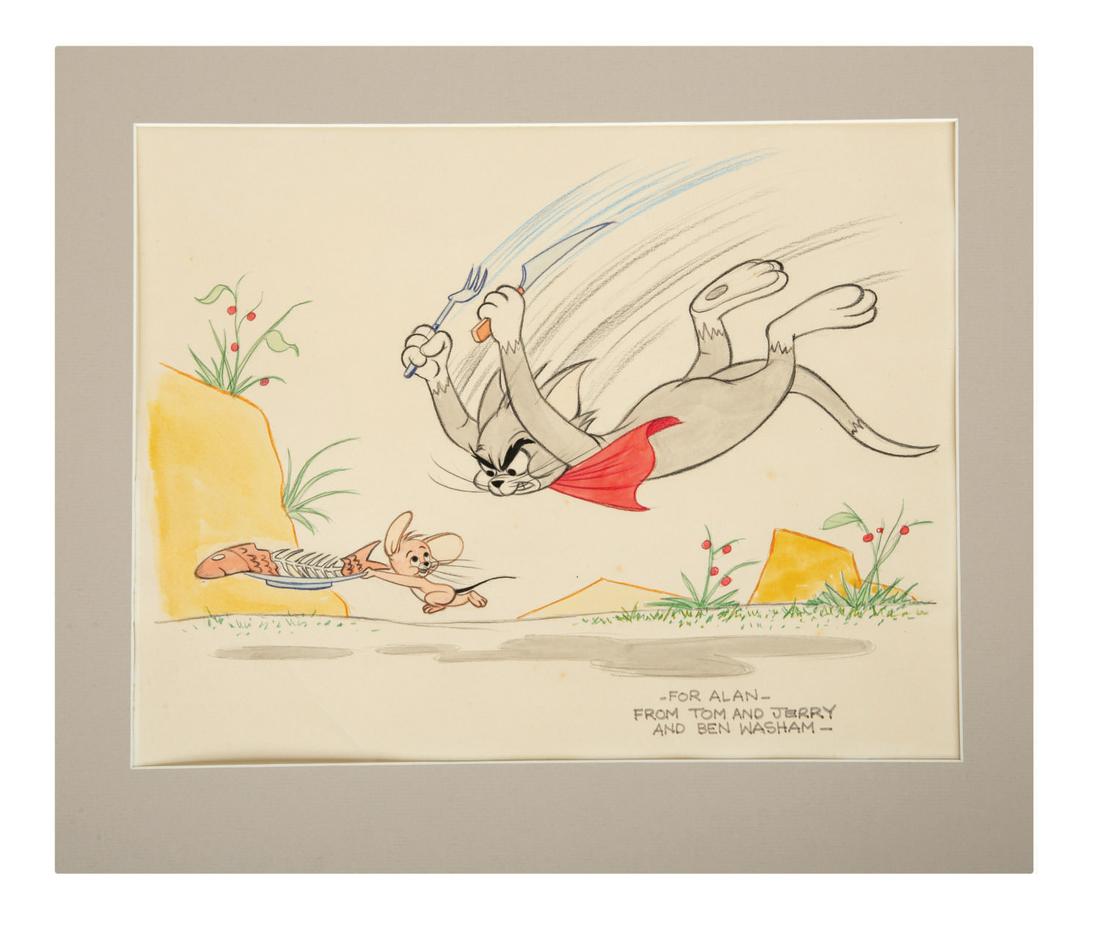 Original Tom & Jerry Drawing Signed By Ben Washam. (1 of 2)