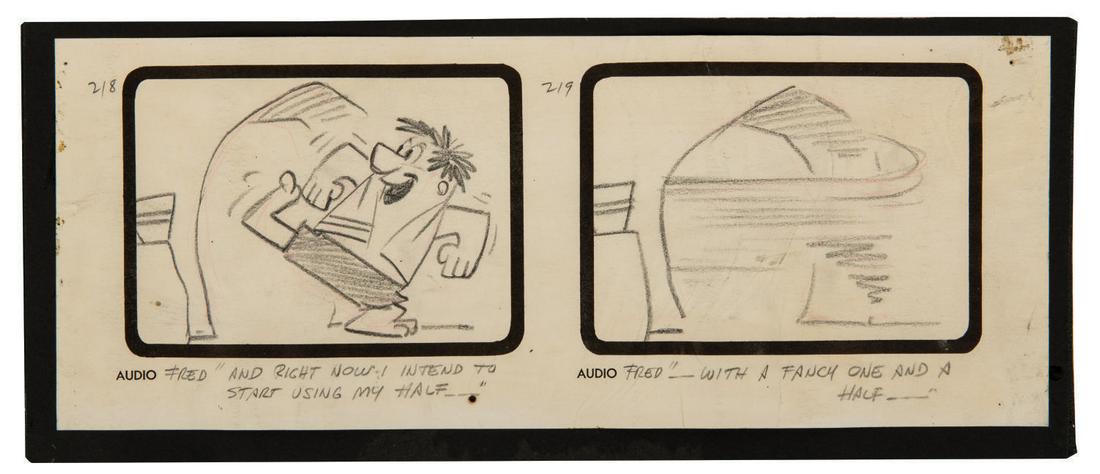 The Flintstones Storyboard Drawing, "The Swimming Pool." (1 of 1)