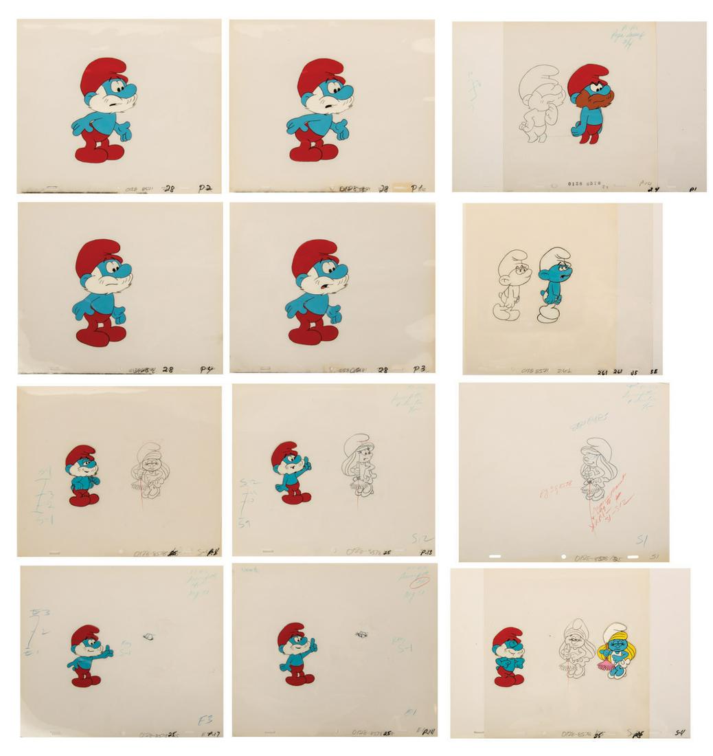 A Large Group of Smurfs Production Cels and Drawings. (1 of 8)