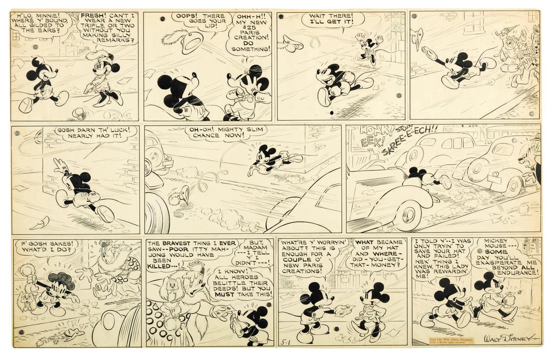 A 1938 Mickey Mouse Sunday Strip by Floyd Gottfredson. (1 of 1)